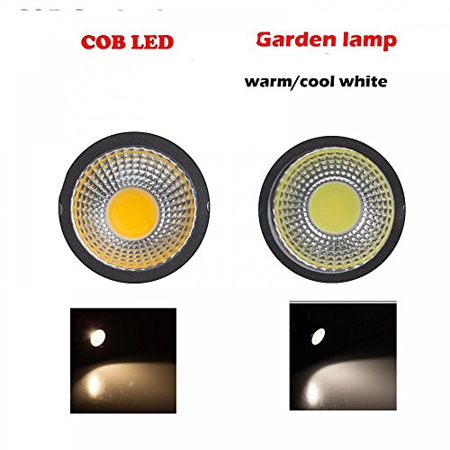 Lemonbest High Power Outdoor Decorative Lamp Lighting 5W COB LED Landscape Garden Wall Yard Path Light Warm Cool White DC 12V w/ Spiked Stand, Pack of 2 (Cool White)