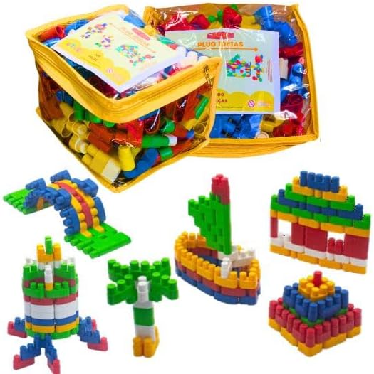 Blocos de Encaixe de Montar Educativos, com Sacola de Armazenamen...