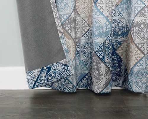 Sun Zero Reardon Global Medallion Print Energy Efficient Grommet Curtain Panel, 54" X 63", Indigo #TOP2