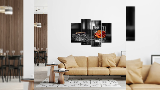 Amazon.com: HOMEOART Canvas Prints Whisky and Cigar Picture Home