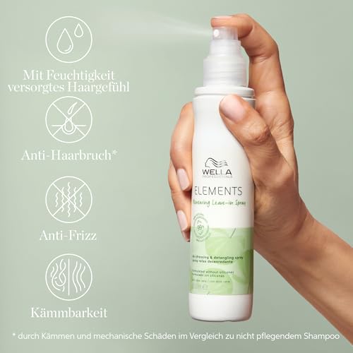 Wella Professionals Elements Renewing Leave-in Conditioner Spray – aufbauende Sprühkur ohne ausspülen – entwirrende Pflege mit Anti Frizz Effekt – für ein glänzendes Finish – 150 ml