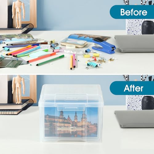 FAAYUCK Photo Storage Box 5 x 7 Inches, 7 Inner Extra Large Photo Boxes, Acid-Free Photo Storage Containers, Seed Organizer Craft Storage Box for Photos, Crafts, Stamps etc (Clear, 7 Boxes)
