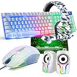 Gaming Keyboard and Mouse,5 in 1 Gaming Combo,12W HD Sound Speakers Rainbow LED Backlit Wired...