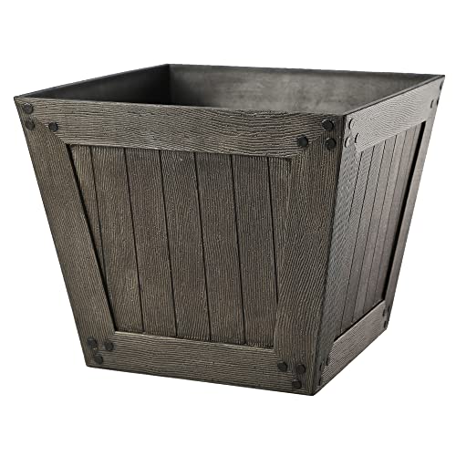 VERDENIA Madera Blumentopf Leichter Blumenkübel Balkonblumentopf Dekorativer Topf für Pflanzen für Innen und Außenbereich Pflanztopf aus Kunststoff Quadratisch 31cm 21575 Dunkelbraun