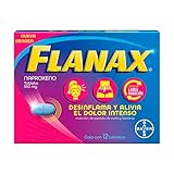 Flanax Naproxeno 550mg, Analgésico para Cólicos Menstruales, Desinflama y Alivia el Dolor Intenso, 12 Tabletas