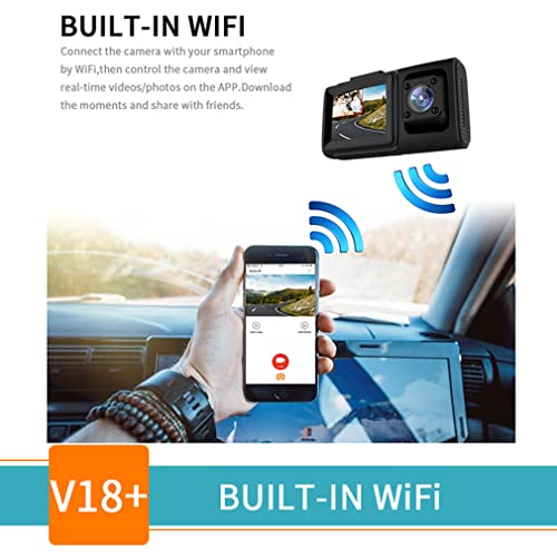XRC TECH Mini Dash Cam Dual Channel frontal e no carro 1080p + 1080p grande angular com rastreador G