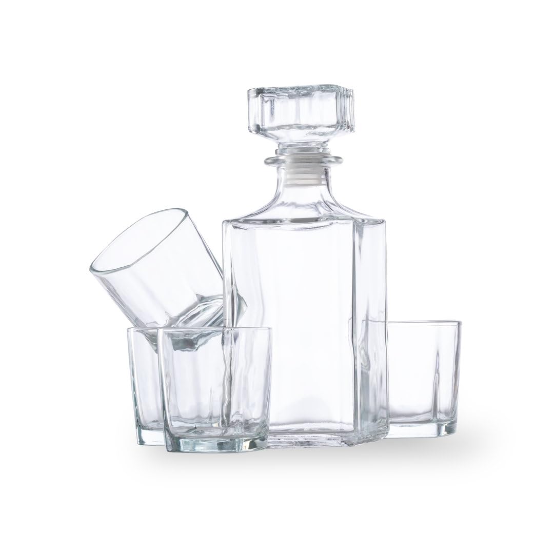 CALLEDELREGALO Set de whisky personalizado con texto grabado | Conjunto 4 vasos y botella | Cristal | PERSONALIZADO | Texto grabado