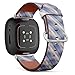 CJBROES Replacement Leather Watch Band, Compatible with Fitbit Versa 3 and Fitbit Sense of Wristband Bracelet Accessory - Geometric Striped