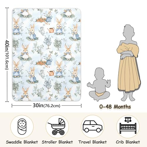 Image of vvfelixl Baby Swaddle Blanket for Boys Girls Peter Bunny Friend Baby Blanket for Newborn Nursery Blanket for Crib Stroller 30x40 in