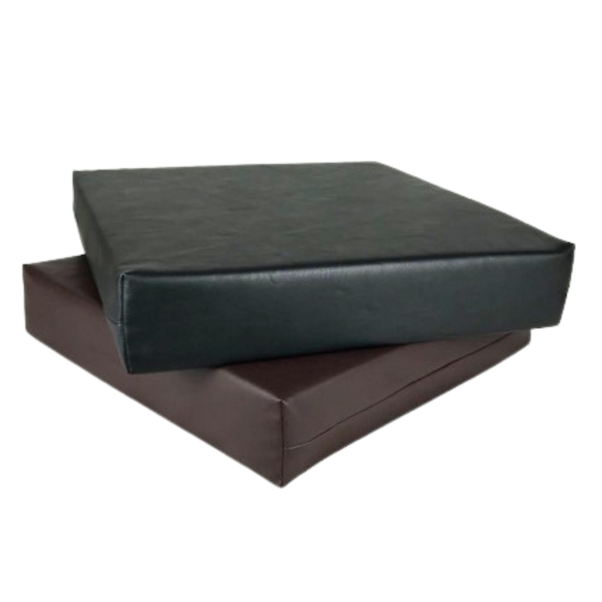 FIVE MOONS Memory Foam Faux Leather Seat Cushion for Sofa, Dining, Games Chair, Office Chair Seat Pads Enhancer, Zipped Cover (Black, 18" x 18" x 3")