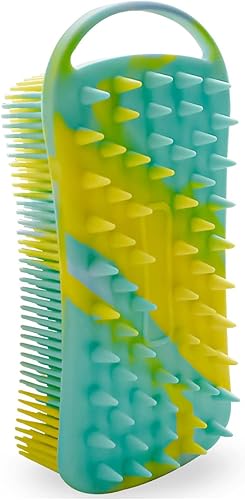 Cepillo corporal de silicona suave para usar en la ducha, suave exfoliante de esponja de silicona para el cuero cabelludo, masajeador 2 en 1 para