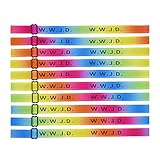 VLLHORN WWJD Bracelets What Would Jesus Do | Religious Christian Rainbow Woven Wristbands Trinket Unisex Gift for Women Men