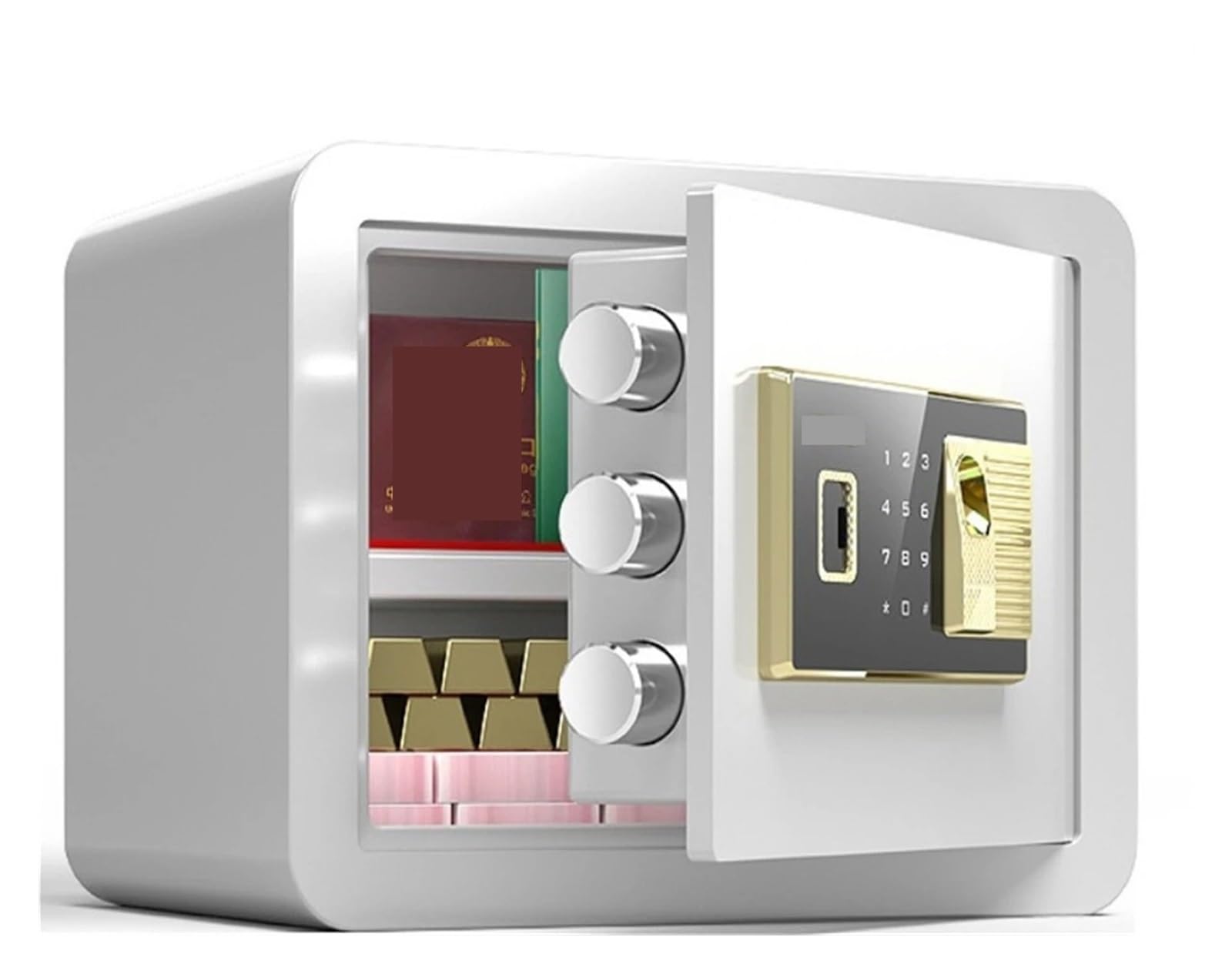 CVFRDD Security Safe Box Safe Box Mechanical Household Mini All-steel Office Deposit With Finrprint Password(Ore white)