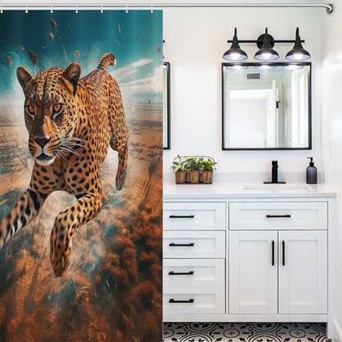 Rideau de douche léopard imperméable en polyester lavable pour baignoire 122x183cm - 5
