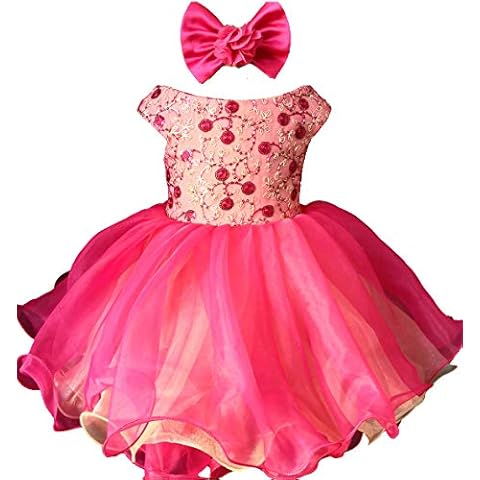 Jenniferwu EB1130F Infant Toddler Baby Newborn Little Girl's Pageant Party Birthday Dress HOTPINK Size 18-24M Cover