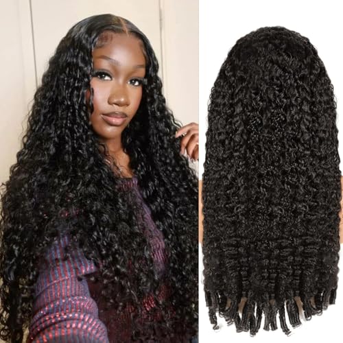 Image of 34 Inch 13x6 HD Lace Front Wigs Human Hair Burmese Curly Wigs with Spiral Curls End for Women 200% Density Deep Curly Wigs Natural Hairline with Baby Hair Natural Black