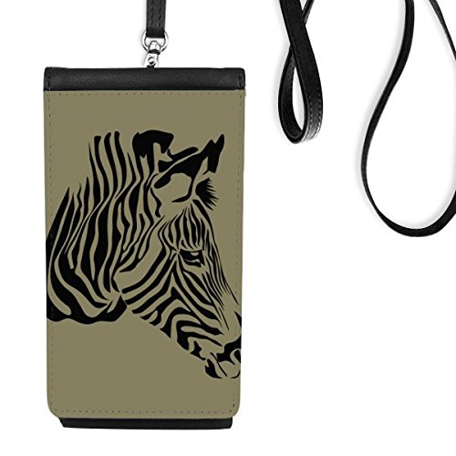 Porte-monnaie téléphone suspendu en similicuir zébré noir et marron