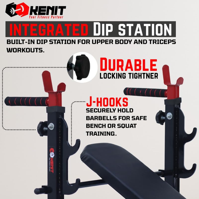 Image of 20-in-1 Adjustable Gym Bench Press Station for Home with J-Hook, Lat Pulldown, Leg Extension & Curl, Dip Bar and Training Gloves - Full Body Home Gym Equipment