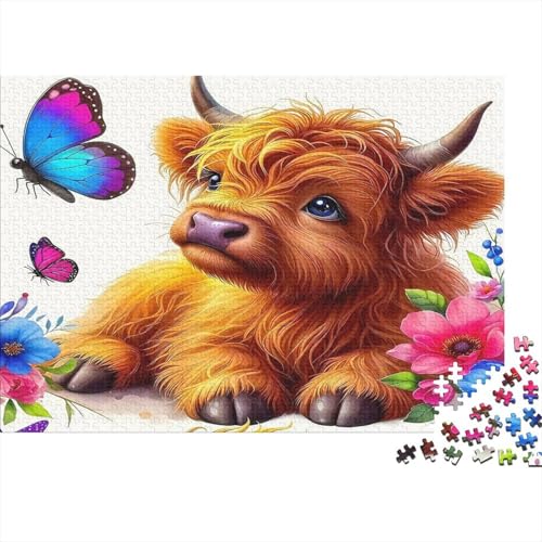 Rompecabezas de vaca de las Highlands de 1000 piezas para adultos y juego familiar de 38x26 cm
