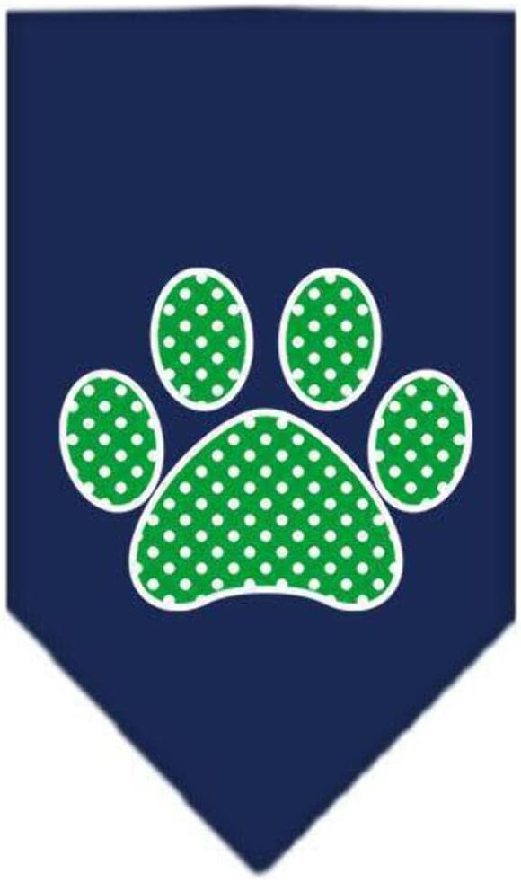 Mirage Pet Products Green Swiss Dot Paw Screen Print Bandana for Pets, Small, Navy Blue