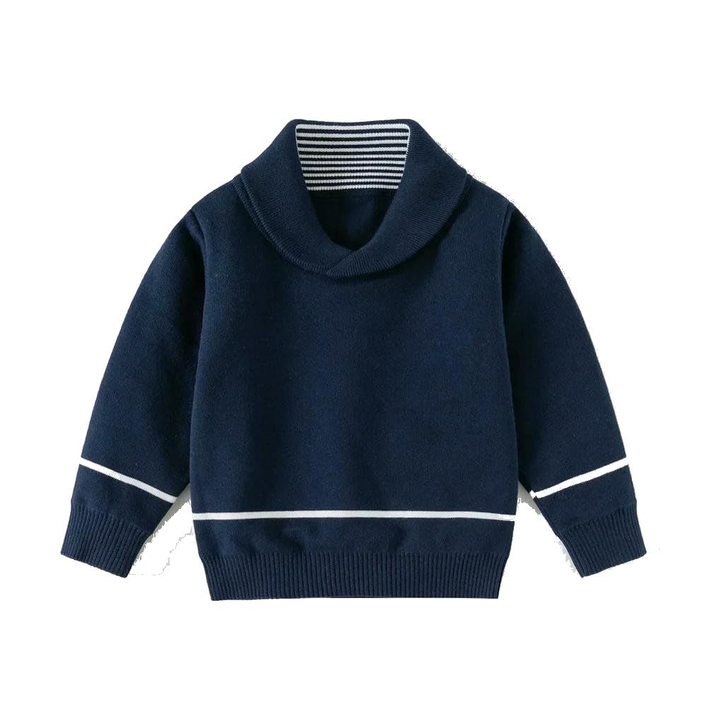 QXDZSW Jesień Zima Dziecięcy Sweter 2-10Y Chłopcy Marynarski Kołnierz Dzianina Dzieci Z Długim Rękawem Dzianina Top Ciepła Odzież Wierzchnia