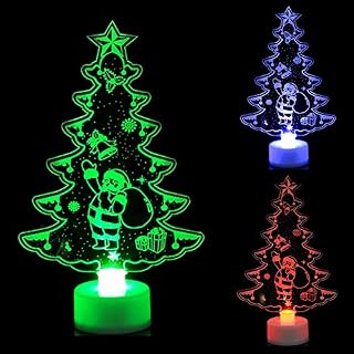 Christmas Decorations Sale Clearance,Glowing Colorful Acrylic Small Christmas Tree Snowman Santa Gift Christmas Decoration Merry Xmas Decor Ornaments Party Decor Gifts for Kids