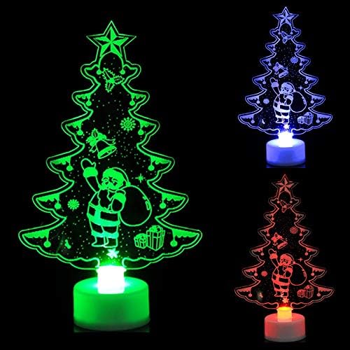 Christmas Decorations Sale Clearance,Glowing Colorful Acrylic Small Christmas Tree Snowman Santa Gift Christmas Decoration Merry Xmas Decor Ornaments Party Decor Gifts for Kids
