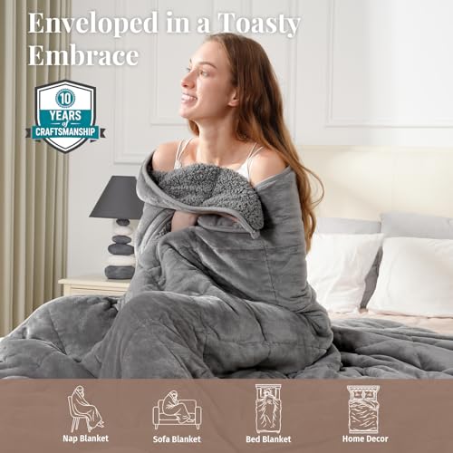 Image of Topblan Sherpa Fleece Weighted Blanket for Adults, 15lbs 48 x 72 Twin Size