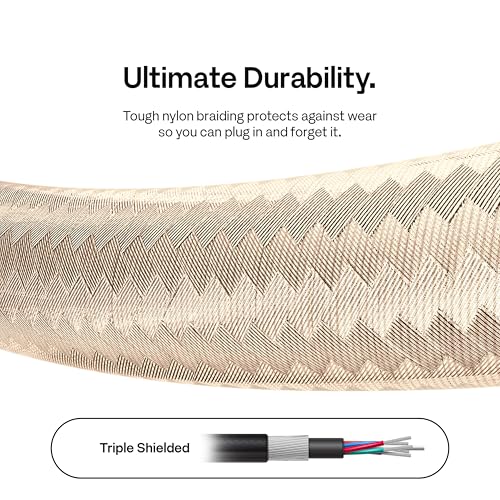 Image of Pixio Beige 8K HDMI 2.1 Cable Ultra Certified Ultra High Speed 6FT 8K 60Hz 4K 120Hz Nylon Braided, Gold Plated Connector, Anti-Breakage, HDR10+, dtsx, eARC, HDCP, Dolby Compatible