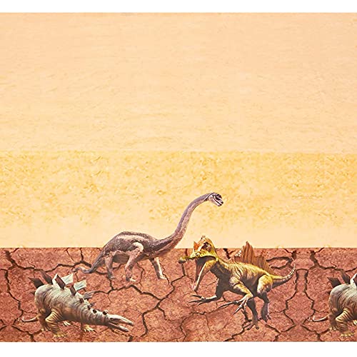 Image of BLUE PANDA Plastic Tablecloth - 54 x 108 in, Brown, 3 Pack - Disposable & Reusable Tablecloth for Dinosaur Birthday Party & Party Decorations