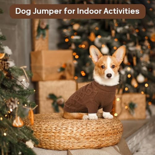 Hjumarayan Hundepullover Kleine Hunde - Schlicht & Elegant Hunde Pullover, Warm Hundepullover mit Geschirrloch, Schöner Hundepulli mit Beinen Hund Pullis für Chihuahua (Kaffee XS)