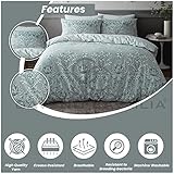 GC GAVENO CAVAILIA Luxury Damask Super King Duvet Set, Soft & Comforter Paisley Bedding Sets, Warm Quilt Cover, Duck Egg - Image 3