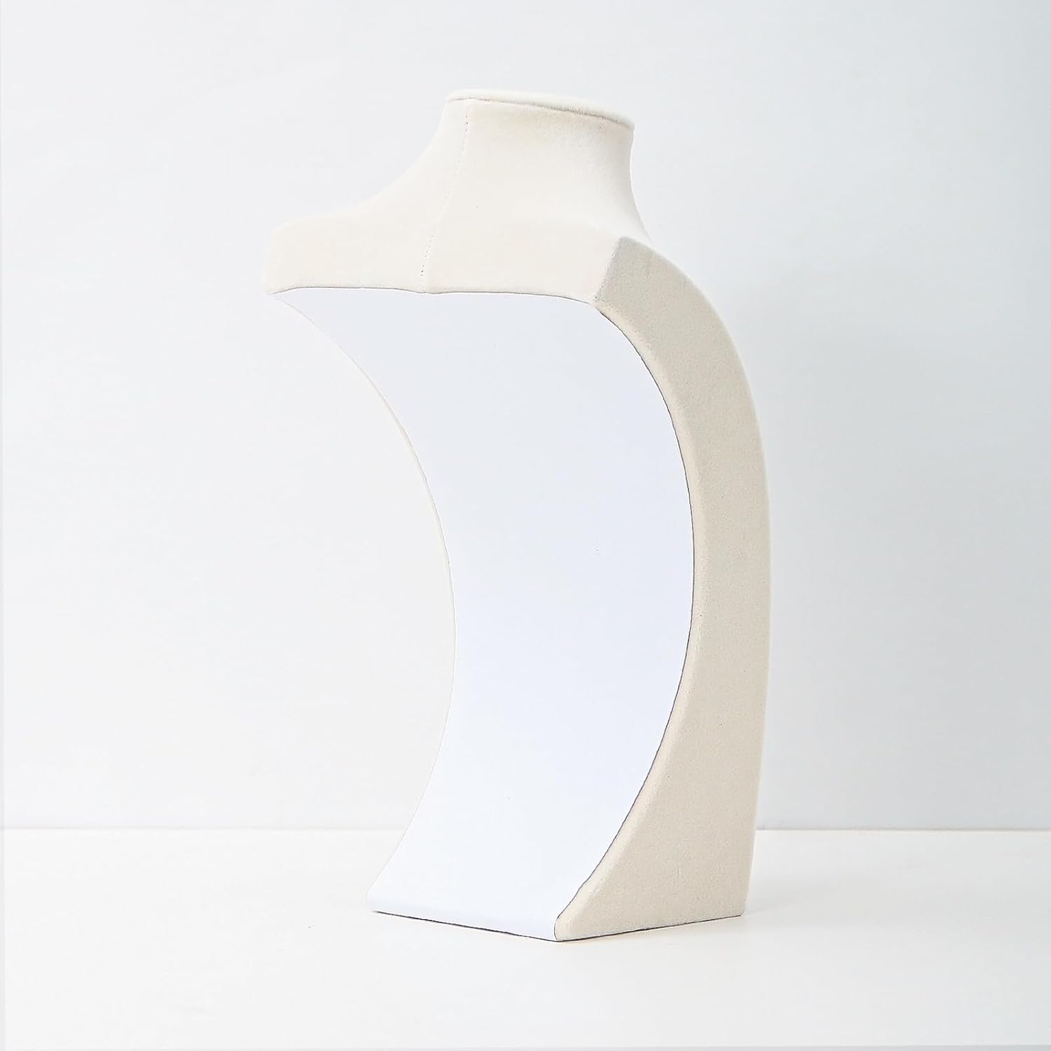 Necklace Bust Stand for Selling, Beige VelvetNecklace Display Holder, Jewelry Necklace Organizer Rack for Home Use or Shop Show (13" Height) - Image 4