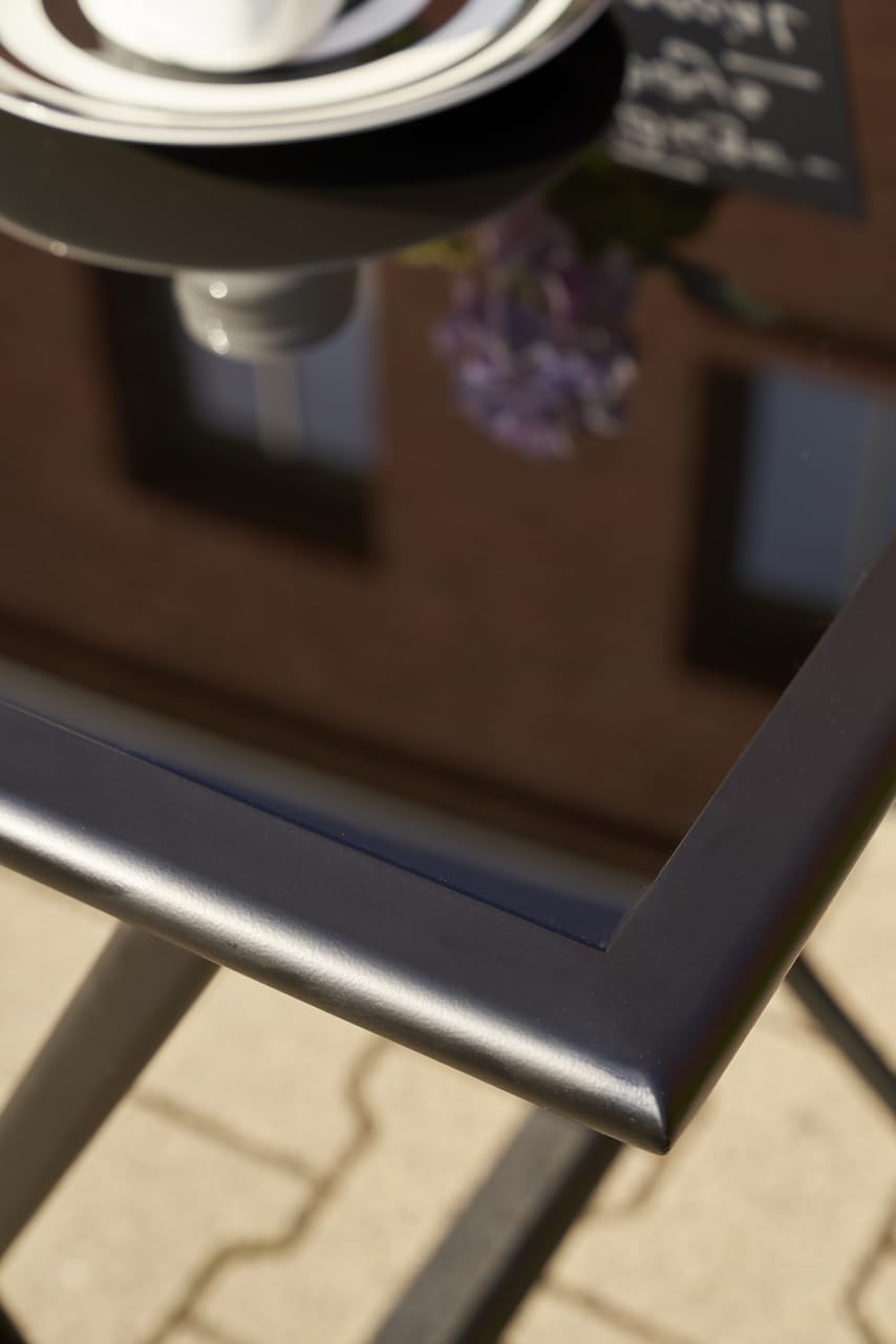 METRO Professional Set de Terrasse Santorini, 3 Pièces, Textilène/Acier/Verre, 1x Table et 2X Chaises, Pliantes, Noir