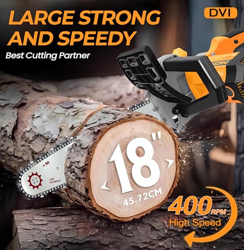Image of DVI Electric Chainsaw With 18-Inch Guide Bar With 2300 W High Power Motor With Low-Kickback System | Perfect For Cutting Wood, Pruning and Harvesting Firewood | With Free 32 Feet Wire
