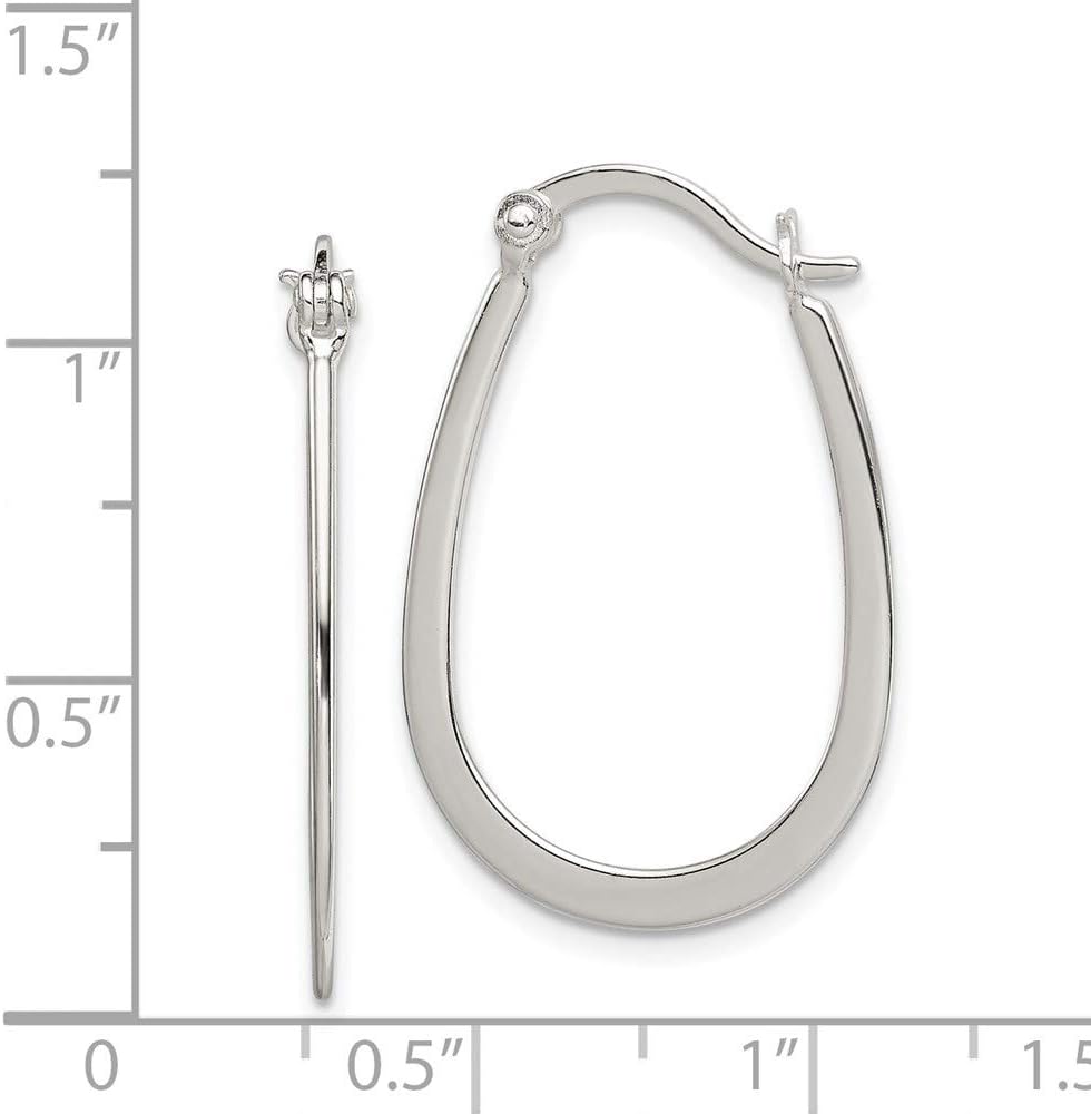 Solid 925 Sterling Silver Polished Hoop Earrings (1mm x 15mm) - Image 4