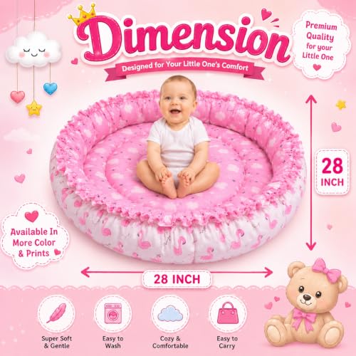 Image of Toddylon New Born Baby Reversible Bedding Set Cotton Mattress Nest (0-6 Months) Pink