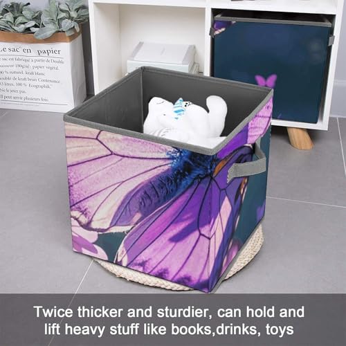 Cube de rangement pliable papillons violets pour armoire - 4