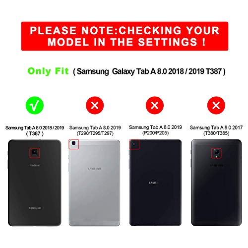 Samsung Galaxy Tab A 8.0 2018 Case, Braecn [360 Degree Stand/Hand Strap] [Detachable Shoulder Strap] Three Layer Rugged Shockproof Protective Case For Galaxy Tab A 8.0 2018 Release T387 Tablet (Black) #TOP1