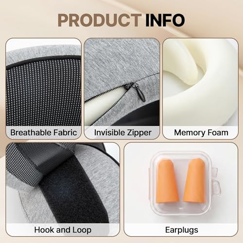 Neck Pillow for Sleeping, Travel Pillows for Airplanes 100% Memory Foam — view 5