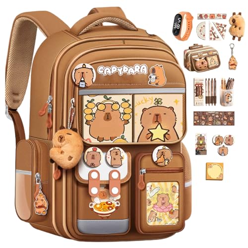 Sac à dos Capybara mignon avec trousse intégrée, le cadeau idéal pour enfants et filles