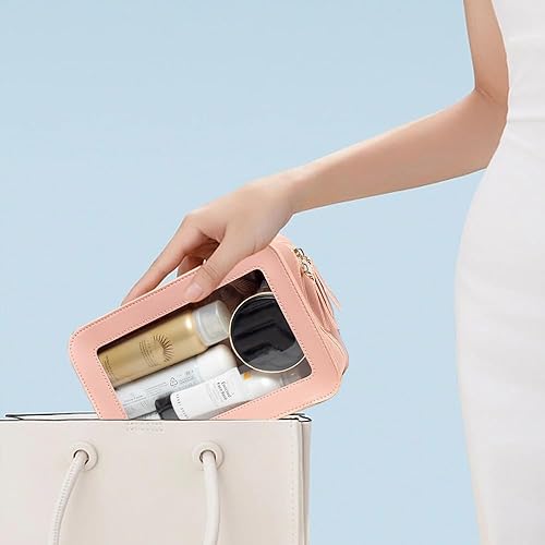 Miniatura 4 de Organizador de bolsa de maquillaje transparente, aprobado por la TSA, bolsa de aseo portátil de viaje multiusos para mujeres, bolsa de maquillaje de