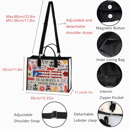 Bolsa de compra Puerto Rico con diseño de flor y coquí miniatura 4