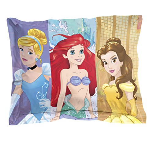 Image of Disney Princess Twin Comforter Set 5 Piece Kids Bedding for Girls, Pink | Cinderella Rapunzel Belle, Bed in a Bag, Comforter Sheets Sham Pillowcase, Soft Microfiber, Machine Washable, Girls Gift