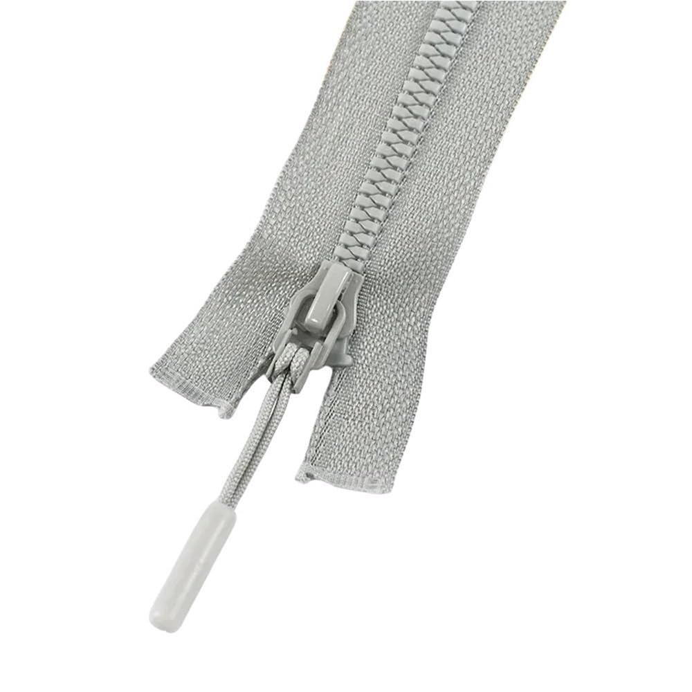 DIY Craft Zipper 2pcs Resin Zippers No.5, Length 15-25cm Close-End/40-80cm Open-End Lightweight for DIY Sewing(Light Gray,60cm)