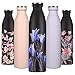 B2DO Botella de Agua acero Inoxidable 750ml Negra Flor de Luna | Frasco de Agua de Metal Reutilizable | Botella Termica Doble pared al vacío | Botella reutilizable Sin BPA, Antigoteo y Prueba de Fugas