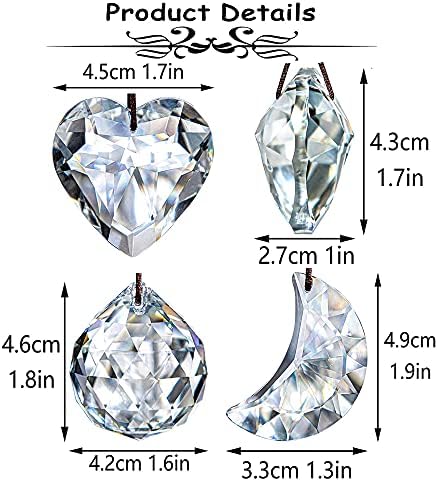 Clear Suncatcher Crystal Rainbow Maker Prism Ornament,Hanging Glass Pendant for Window,Pack of 3