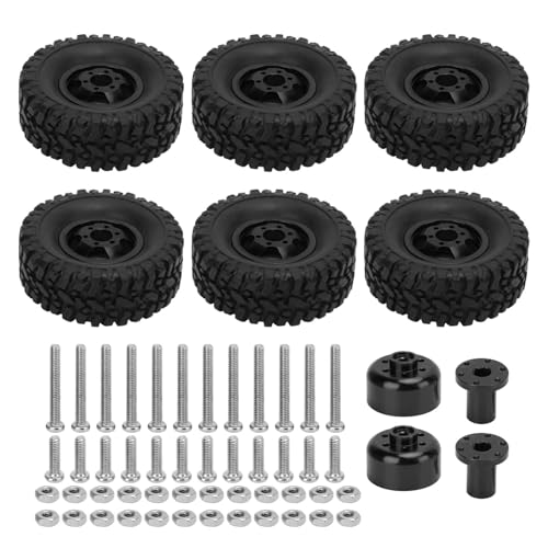 RC�J�[�^�C�������Z�b�g Compatible With WPL C14 C24 C34 C44 B14 B24 B16 B36 RC�J�[�A�b�v�O���[�h�p�[�c�A�N�Z�T���[ �^�C��6�ƃz�C�[��4��(Black)