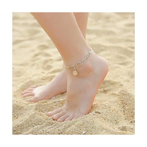 Memorjew-Initial-Ankle-Bracelets-for-Women-14K-Gold-Plated-Double-Layered-Initial-Anklets-Jewelry-for-Women-Teen-Girls Memorjew Ankle Bracelets, 14K Gold Plated Layered Letter A Initial Anklets for Summer Foot Jewelry Gifts for Women Teen Girls