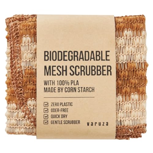 Image of Biodegradable Air-Dry Mesh 100% PLA Natural Kitchen Sponge No Oder Plastic Free Zero Wast (Natural Kraft, 2)